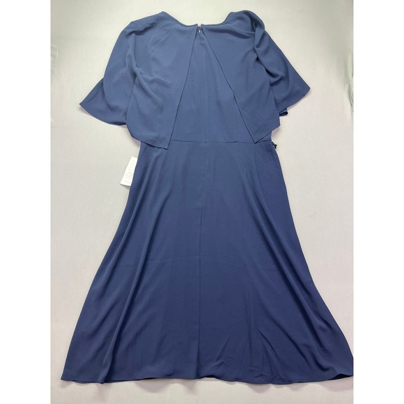 London Times Midi‎ Dress Cape Overlay Keyhole Neckline Party 14 Boho Cottagecore - Picture 7 of 8